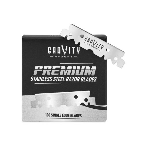 Premium Single Edge Razor Blades - Swedish Steel Razor Blades for Safety Razors and Straight Edge Razors, by GRAVITY RAZORS ( 100 Count )