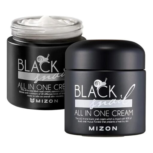 MIZON Black Snail All In One Cream, Premium, Snail Repair Cream, Intensive Care, Korean Skin Care, Facial Moisturizing, Snail Mucin Extract, Wrinkle Care, Firming ( 75ml / 2.54 fl oz )