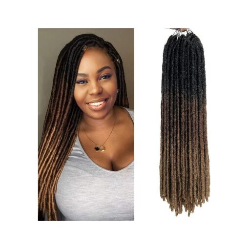 18 Inch Goddess Faux Locs Straight Gypsy Locs Crochet Hair 3 Tone Ombre Crochet Braids Dreadlocks Pre-Looped Synthetic Hair Extensions 18 Strands/Pack 1 ( Pack of 6, T1B/30/27 )