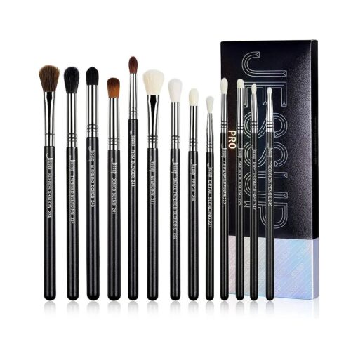 Jessup Eye Makeup Brushes Set Professional Blending Brush for Makeup Eyeshadow 13pcs Premium Synthetic Blender Brush Makeup Black T338