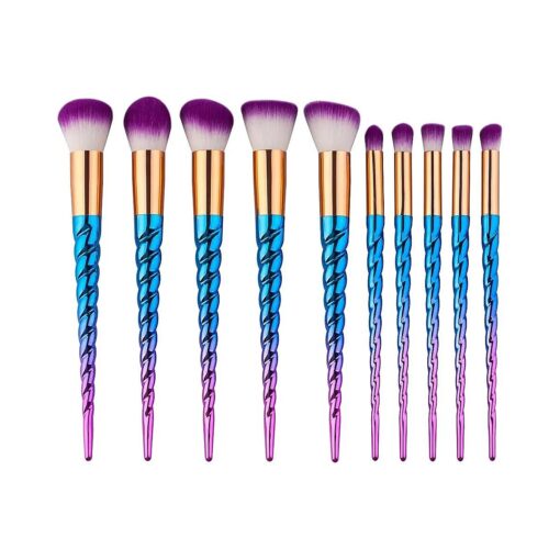 10Pcs Unicorn Makeup Brushes Set with Bag Foundation Powder Eyeshadow Kits Synthetic Foundation Blending Blush Eyeliner Face Powder Brush Makeup Brush Kit Beauty Cosmetic Tools .