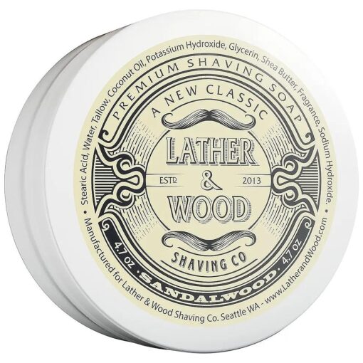 ather & Wood Shaving Soap - Sandalwood - Simply The Best Luxury Shaving Cream - Tallow - Dense Lather with Fantastic Scent for The Worlds Best Wet Shaving Routine, 4.6 oz ( Sandalwood )