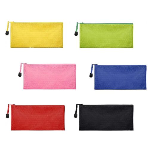 Sailing-go 6 Pieces 6 Colors Zipper Waterproof Bag Pencil Pouch for Cosmetic Makeup Bills Office Supplies Travel Accessories and Daily Household Supplies