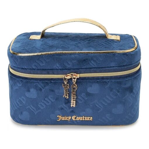 Juicy Couture Women 's Cosmetics Bag - Travel Makeup and Toiletries Train Case Organizer, Size One Size, Blue