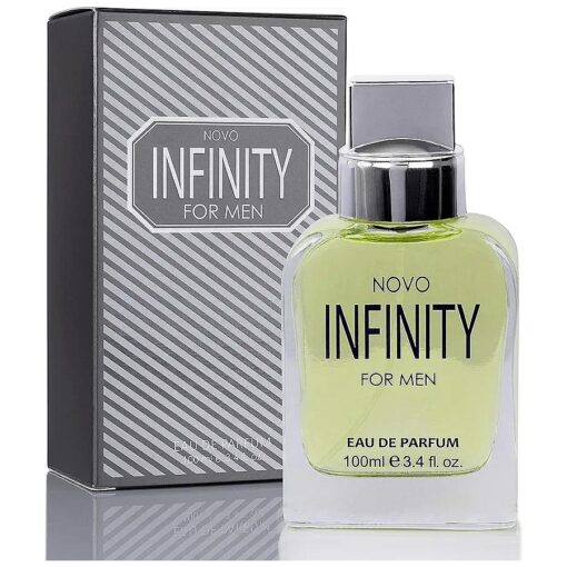 Novo Infinity for Men - 3.4 Fluid Ounce Eau De Parfum Spray for Men - Refreshing Citrusy & Floral Top Notes with Subtle Woody Undertones Smell Fresh All Day Long Gift for Men for All Occasions