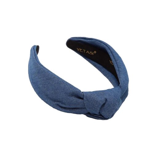 Blue Denim Headbands for Women Jean Knotted Headband for Women Made of Non Slip Material, Blue Headband is Trendy Top Knot