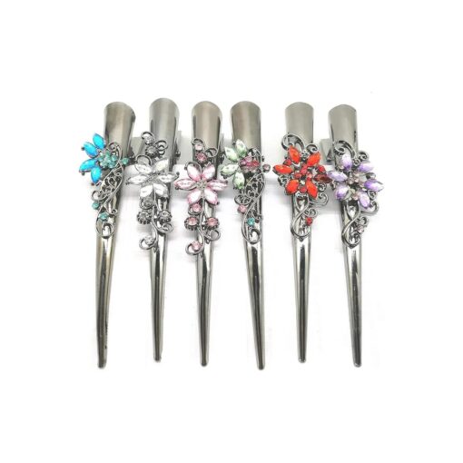 Set of 6 Metal Alligator Sectioning Clips for Women and girl- Pretty Strong Clamp Hairpins Non-Slip Hair Grips