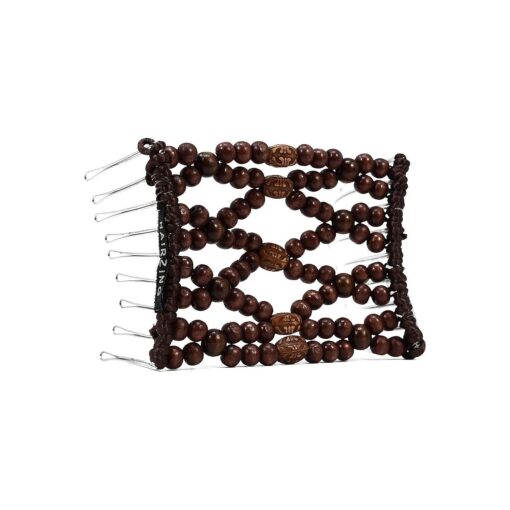 Wide Eyelet Protective Beaded Metal Wire Hair Clip for Naturally Curly, Thick & Wavy Hair - Easy Low Manipulation Styles, Prevent Breakage & Supports Hair Growth ( Brown )