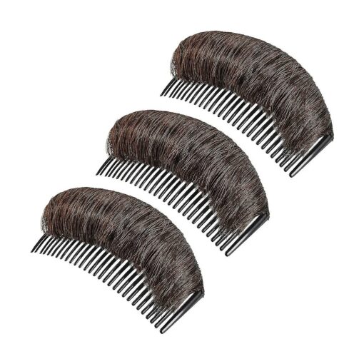 3 Pieces Hair Bun Invisible False Hair Clip, Hair Base Bump Fluffy Hair Pad Styling Insert Tool Volume Fluffy Princess Styling Increased Hair Pad for Women Girls ( Dark Brown )