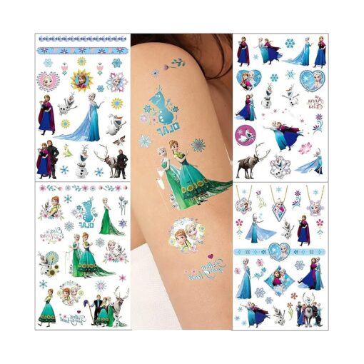 GODSON Princess Tattoos 4sheets Fake Temporary Tattoos for Kids Women Adults Party Favors Birthday Decorations, 4 Count ( Pack of 1 )