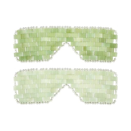 Hercicy 2 Pcs Jade Eye Mask Green Jade Stone Eye Mask Facial Cooling Mask for Alleviate Puffiness Face Massage Relax Eyes Relieve Migraine Meditation Beauty