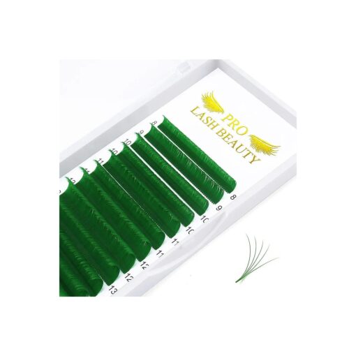 Colored Eyelash Extensions Green Volume Lash Extensions Easy Fan Lashes D-0.07-20-25 Color Lashes Easy Fan Volume Lashes ( Green-D-0.07,20-25 mix )