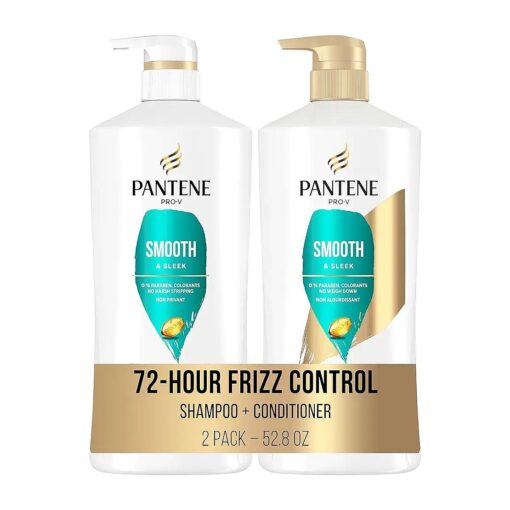 Pantene Shampoo and Conditioner Set with Hair Treatment, Pro-V Repair & Protect, Frizz Control with Antioxidants, Nourishing for All Hair Types, Safe for Color-Treated Hair, 27.7 & 25.1 Fl Oz