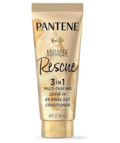 Pantene Miracle Rescue 3 in 1 Leave In Conditioner, Rinse off Conditioner, Heat Protectant for Hair, Detangler, Anti Frizz, Moisturizing, For All Hair Types, Safe for Color Treated Hair, 6.0 fl oz