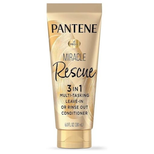 Pantene Miracle Rescue 3 in 1 Leave In Conditioner, Rinse off Conditioner, Heat Protectant for Hair, Detangler, Anti Frizz, Moisturizing, For All Hair Types, Safe for Color Treated Hair, 6.0 fl oz