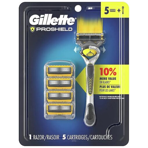 Gillette ProShield Mens Razor, 1 Handle + 5 Blade Refills