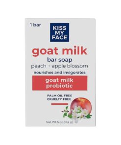 Kiss My Face Goat Milk Bar Soap - Peach + Apple Blossom - Probiotic Goat Milk Soap Bar - Cruelty Free and Palm Oil Free ( Peach + Apple Blossom, Pack of 1 )