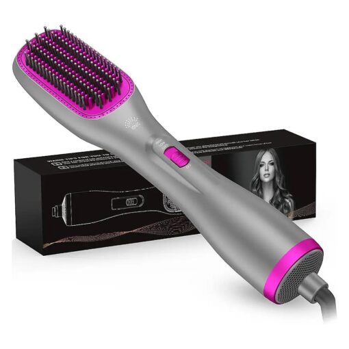 3 in 1 Hair Dryer Brush & Straightener Brush, Professional 1200W Powerful Ceramic Tourmaline Ionic Hot Air Brush, 3 Heat/2 Speed Settings One Step Hair Dryer and Styler for All Hair Types