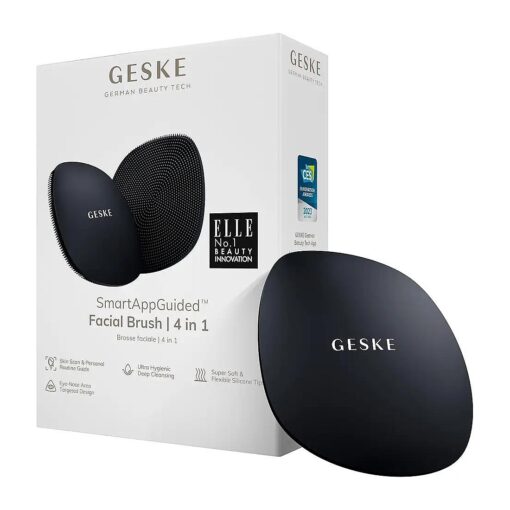 GESKE SmartAppGuided ( tm ) Facial Brush | 4 in 1 | Professional Facial Cleansing Brush | Skin Cleansing Silicone Facial Brush | Routine Skincare | Gentle Cleansing | Facial Cleanser