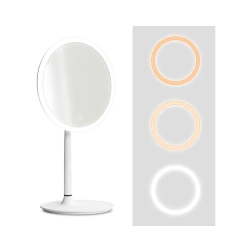 Lighted Makeup Mirror, 7.5in Makeup Mirror with 3 Color Lights, Led Makeup Mirror, Professional Brightness Dimmable Cosmetic Mirror with 58 Premium Led Lights, Standing Desk Mirror