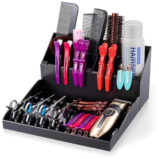 Noverlife Versatile Salon Hair Styling Tools Organizer, Detachable Hairdressing Tool Storage Holder & Hair Scissors Storage Tray, Wall Mount & Countertop Freestanding for Barber Shop Hair Salon