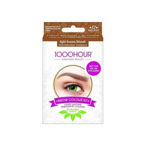 1000 Hour Professional Formula Brow Color Kit - Defined Brows with a Long-Lasting Formula with Eyebrow Mascara - Brow Gel for Stunning Brows that Last Up To 6 Weeks with 12 Applications - Light Brown