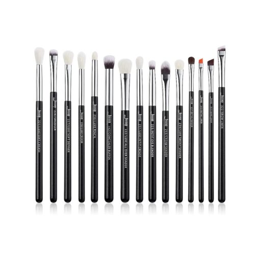 Jessup Eye Makeup Brushes Set Professional 15pcs with Eyeshadow Blending Concealer Eyebrow Eyliner Brush ( Pearl Black/Silver )