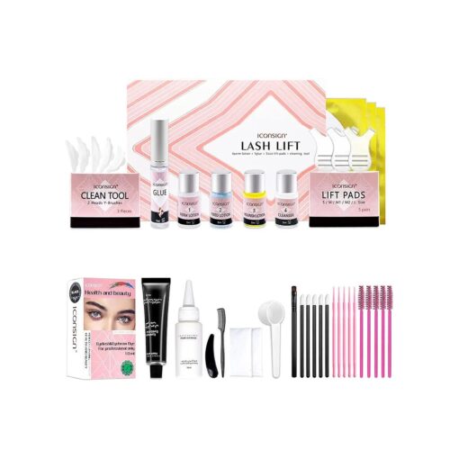 Lash Lift and Black Kit, Professional Eyelash Perm Kit and Black Eyelash & Eyebrow Set 3 in 1, Quick Lifting & Voluminous Coloring with Complete Tools for Salon Grade Home DIY