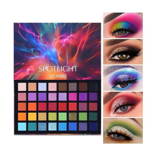 UCANBE Spotlight Eyeshadow Palette Professional 40 Color Eye Shadow Matte Shimmer Makeup Pallet Highly Pigmented Colorful Powder Long Lasting Waterproof Eye Shadow