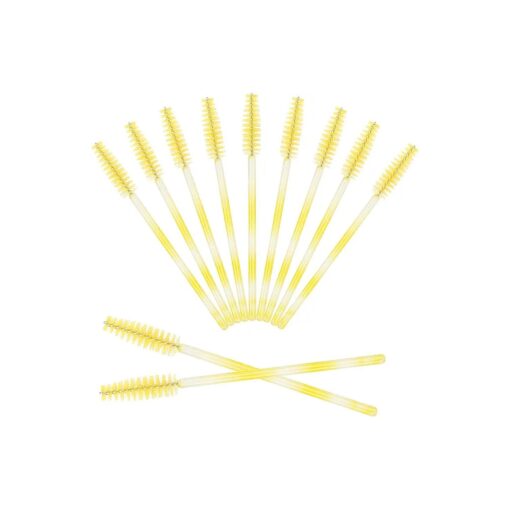 100 Pack Mascara Wands Disposable Eyelash Brush for Extensions Lash Applicators Tool Kit ( Yellow )