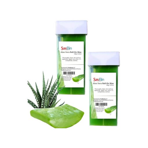 2-Count Roll-On Aloe Vera Depilatory Soft Wax Cartridge for Professional Salons & At-Home Self Waxing ( 2-Count Aloe Vera )