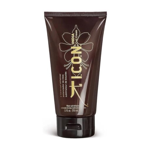 K I.C.O.N, I.C.O.N, India Curl Cream, Wave and Curl Enhancer, Salon-Quality Hair Care, Ivory, Amber, 5.1 Oz Bottle