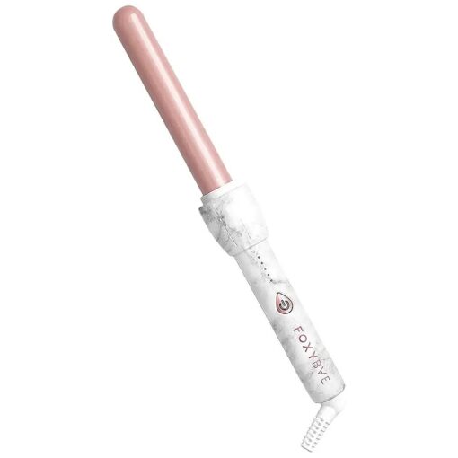 FoxyBae White Marble Rose Curling Wand - Ceramic Tourmaline Technology - Hair Curler with Negative Ions - Professional Salon Grade Hair Styling Tool ( 25mm )