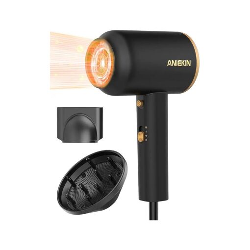 ANIEKIN Hair Blow Dryer 1875W with Diffuser, Travel Ionic Hair Dryer, Constant Temperature Hair Care No Damage to Hair