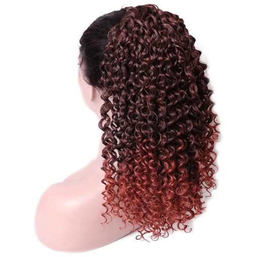 Kinky Curly Ponytail Drawstring Ponytail 16 Inch Synthetic Hairpieces Clip in Jerry Curls Afro Puff Ponytail Extensions 175G per piece ( 16 Inch, TB/350 )