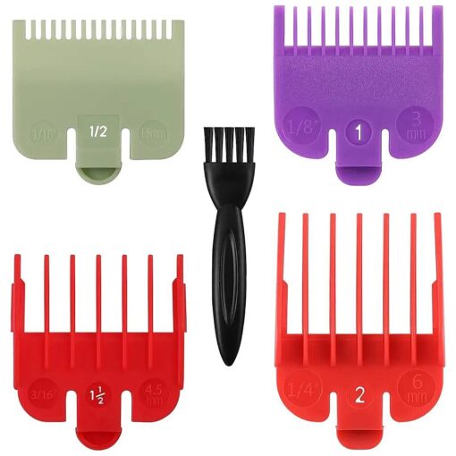 4 Professional Hair Clipper Guards Cutting Guides Fits for Most Wahl Clippers, Color Coded Clipper attachment Replacement - Guard Number : # 1/2, 1, 1.5, 2 ( Length : 1/16, 1/8, 3/16 and 1/4 inch )