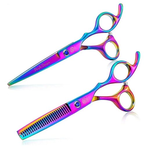 Purple Dragon 5.5" /6.0" Professional Multicolor Barber Hair Cutting Scissors - Hairdressing Thinning Shears- Perfect for Hair Stylist or Home Use ( 6.0 inch )