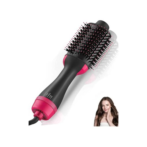 Hair Dryer Blow Dryer Brush, Hair Dryer and Styler Volumizer, Hot Air Brush for Straightening, Curling, Drying, Salon, One Step Styling Tools Pink