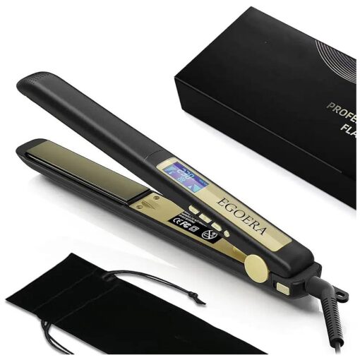 Hair Straightener, EGOERA Pro Negative Ion Flat Iron with LCD Display and Auto Shut-Off for Women and Men Hair, 170-450