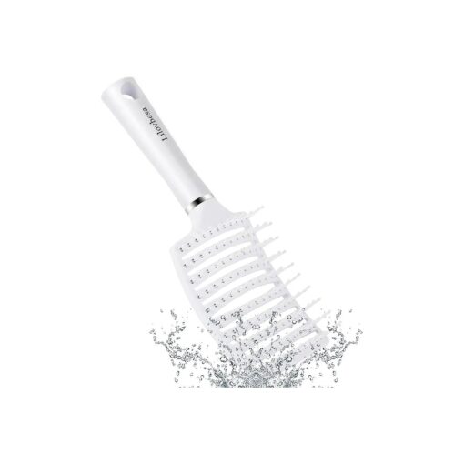 Hair Brush, Detangling Hair Brush, Curved Detangler Brush for Women Men kids Curly Think Fine Thin Long Short Wet Dry Hair, Professional Hair Styling Tools, Fast Blow Drying, No Pull ( White )