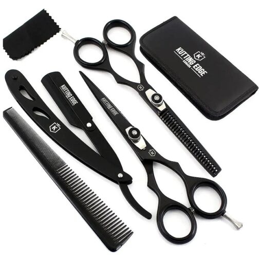 Kutting Edge - Hair Scissors Professional Hair Cutting Scissors Kit Thinning Shears - Hairdressing Scissors Set - Stainless Steel Barber Black Scissors 6.0"