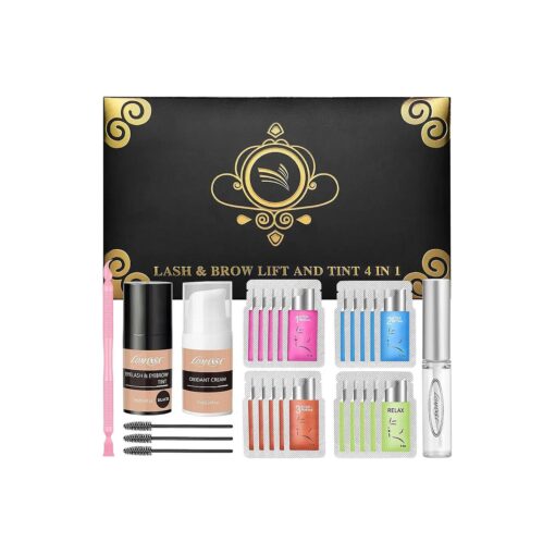 Eyelash Lift Kit and T-int, Lash Lift and Black Kit, Perfectly Curled Voluminous Lashes Professional 4 Weeks Result Keratin Safe Use for Home Salon