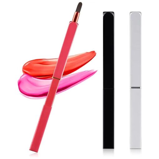 Lip Applicator Brush - 3 Pack Exquisite Professional Dustproof Retractable Lip Brush - Makeup Lipstick Lip Gloss Applicators ( Black, Silver and Jewelry Red )