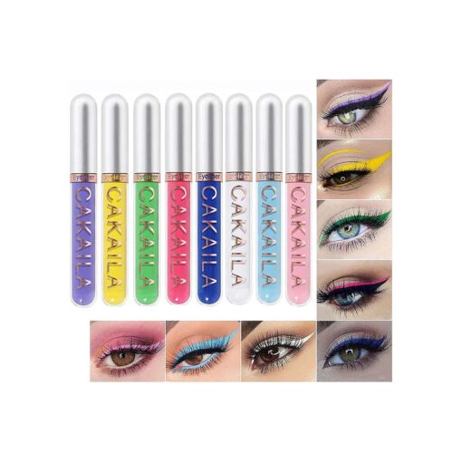 8 Pcs Colored Liquid Eyeliner Colorful Set Delineadores De Colores Para Ojos Delineador White Blue Purple Eyeliner Liquid For Party Festival Waterproof Long Lasting Quick Dry Eyes Makeup Kit