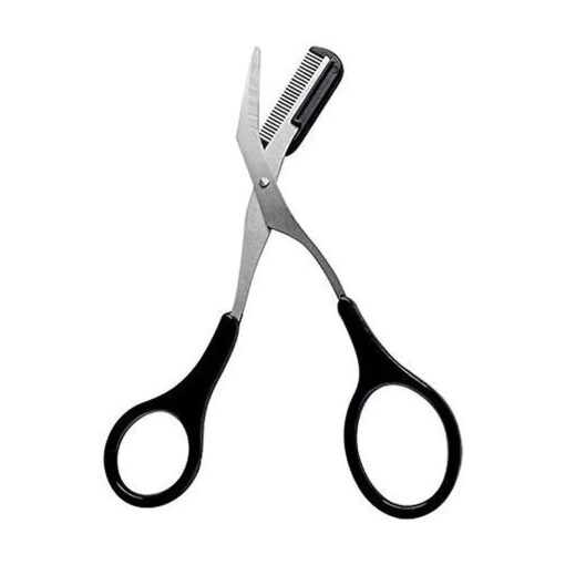 Professional Precision Eyebrow Trimmer Scissors Scissors with Comb and Non Slip Finger Grips Black Silver Tone for Men Women Hair Removal Grooming Shaping Black