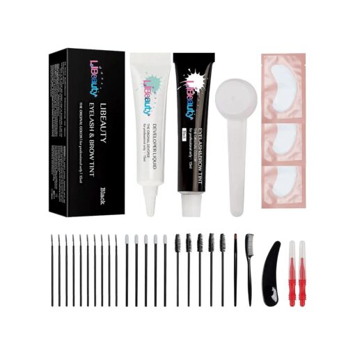 Libeauty Eyelash Color Kit Black Lash Color Volumizing Eyebrow Hair Color Kit DIY Use At Salon Or Home Natural Eyelash Treatment