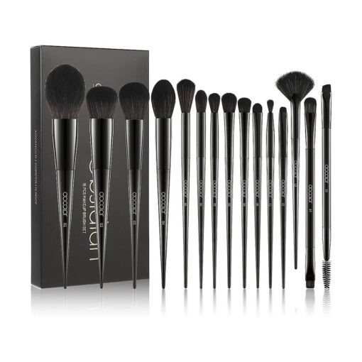 Docolor Makeup Brushes 15Pcs Obsidian Makeup Brush Set Premium Synthetic Powder Kabuki Foundation Contour Blush Concealer Eye Shadow Blending Eyeliner Crease Eyebrow Make Up Brush Kit