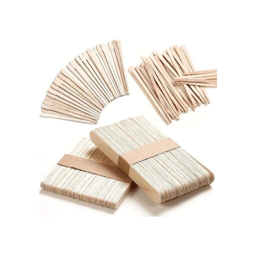 Wooden Wax Sticks - HOOMBOOM 300 Pcs Waxing Sticks - 4 Style Assorted Wooden Wax Sticks - For Body Legs Face Eyebrow Waxing Applicator Spatulas for Hair Removal or Wood Craft Sticks