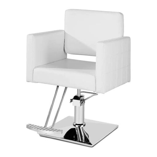 Paddie Hair Stylist Chair for Salon, 360 Degrees Rolling Swivel Barber Chairs All Purpose Beauty Spa Equipment, Max Load Weight 330 Lbs ( White )