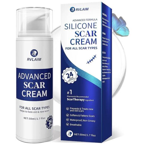 Scar Cream Gel, Advanced Silicone Scar Gel, Professional Scar Removal Cream for Surgical Scars, Stretch Mark, Keloid Bump, C-Section, Burn, Old and New Scars 1.7 oz ( 50g )